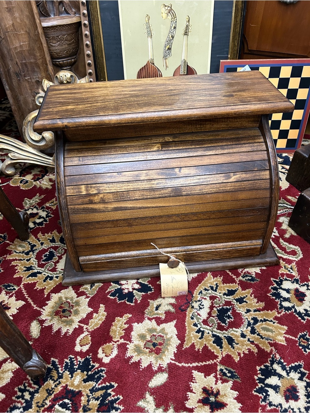 Vintage Wooden Roll-Top Bread Box
